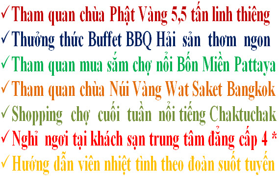Điểm nổi bật tour du lịch Bangkok Pattaya