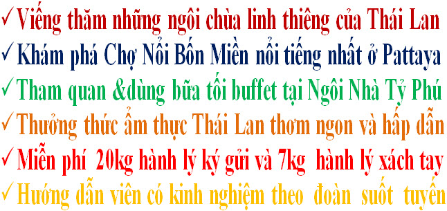 Điểm nổi bật tour du lịch Thái Lan 4 ngày từ Huế