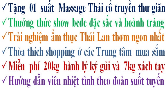Điểm nổi bật tour Thái Lan