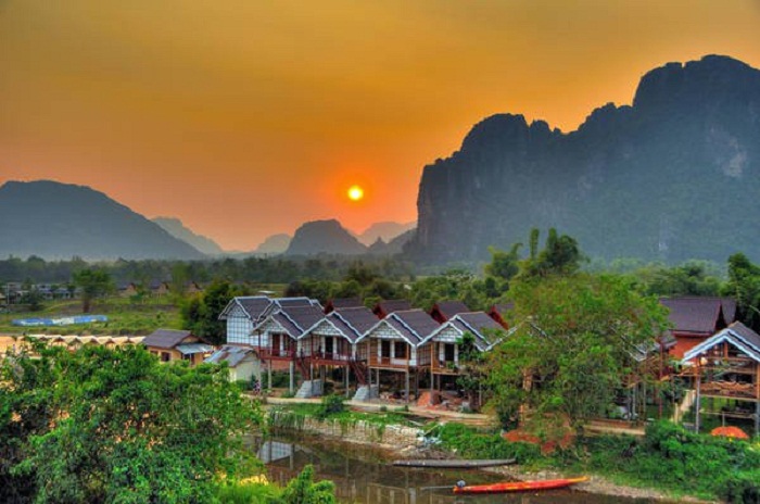 Vùng quê yên bình đầy thơ mộng tại Vang Viêng Lào