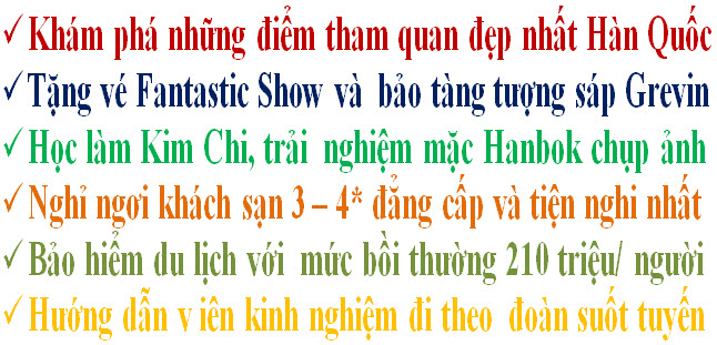 Điểm nổi bật tour du lịch Hàn Quốc 5 ngày