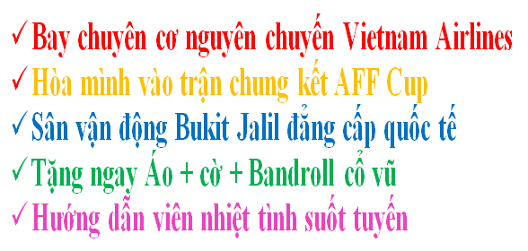 Khuyến mại tour Malaysia xem chung kết AFF Cup