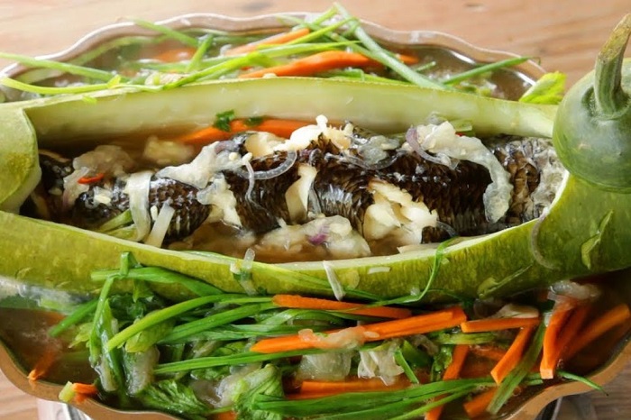 Cá lóc hấp bầu